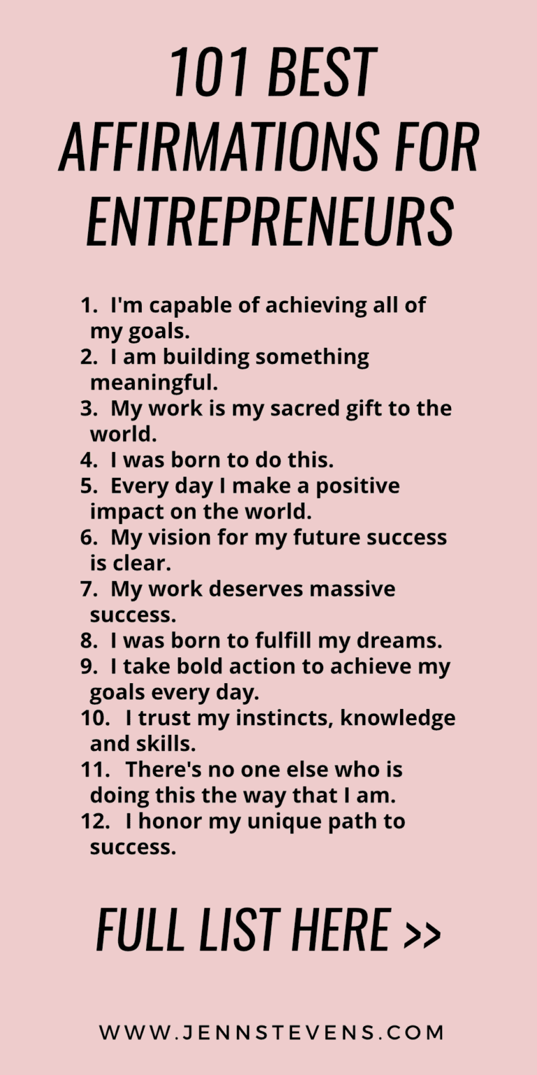101 Best Affirmations For Entrepreneurs - Jenn Stevens